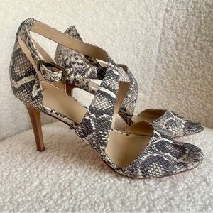 Johnston & Murphy Gray Black Heels with Stiletto and Ankle Strap